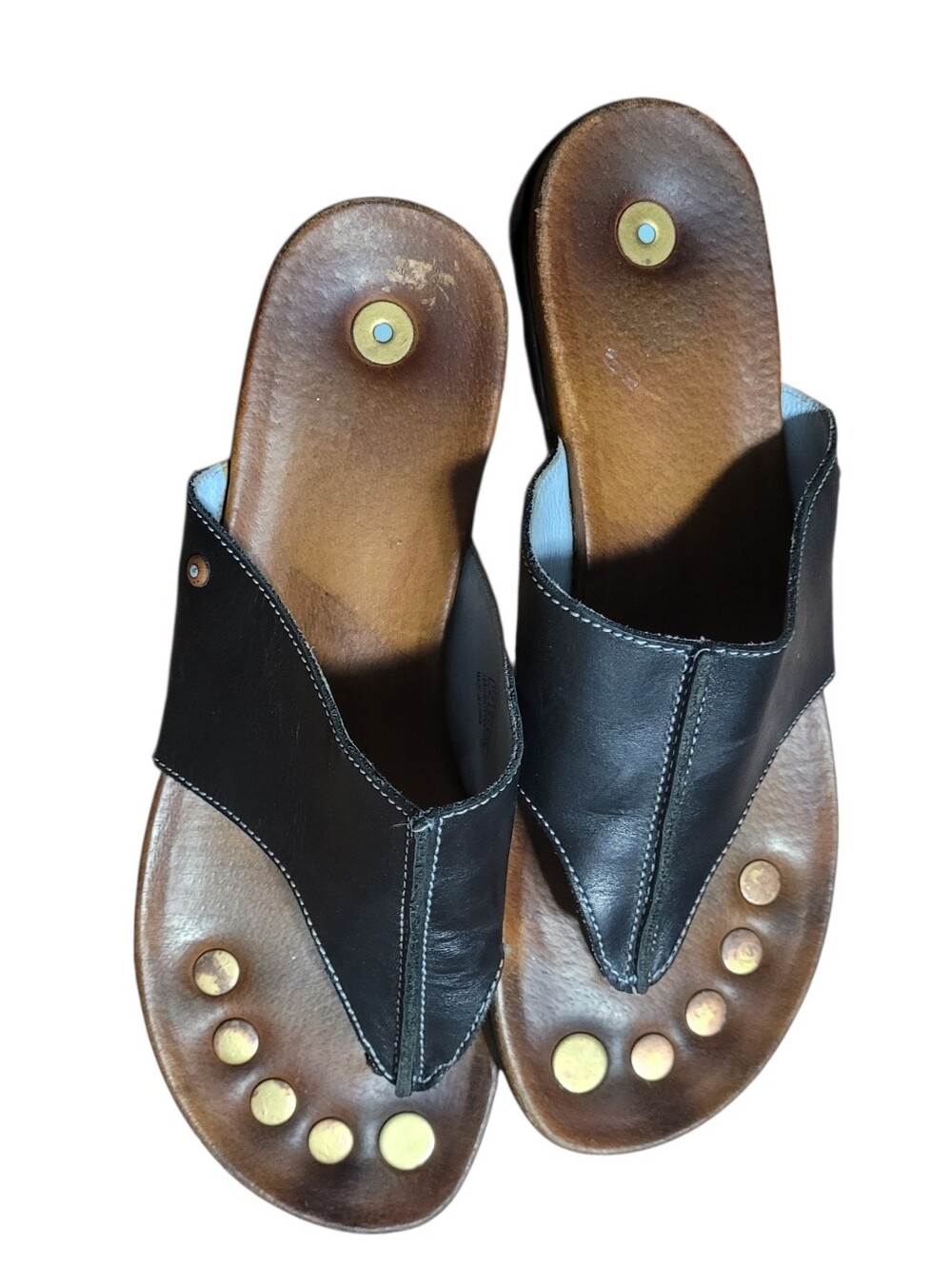 Juil Copper Grounding Earthing Black Thong Sandal Sz 9